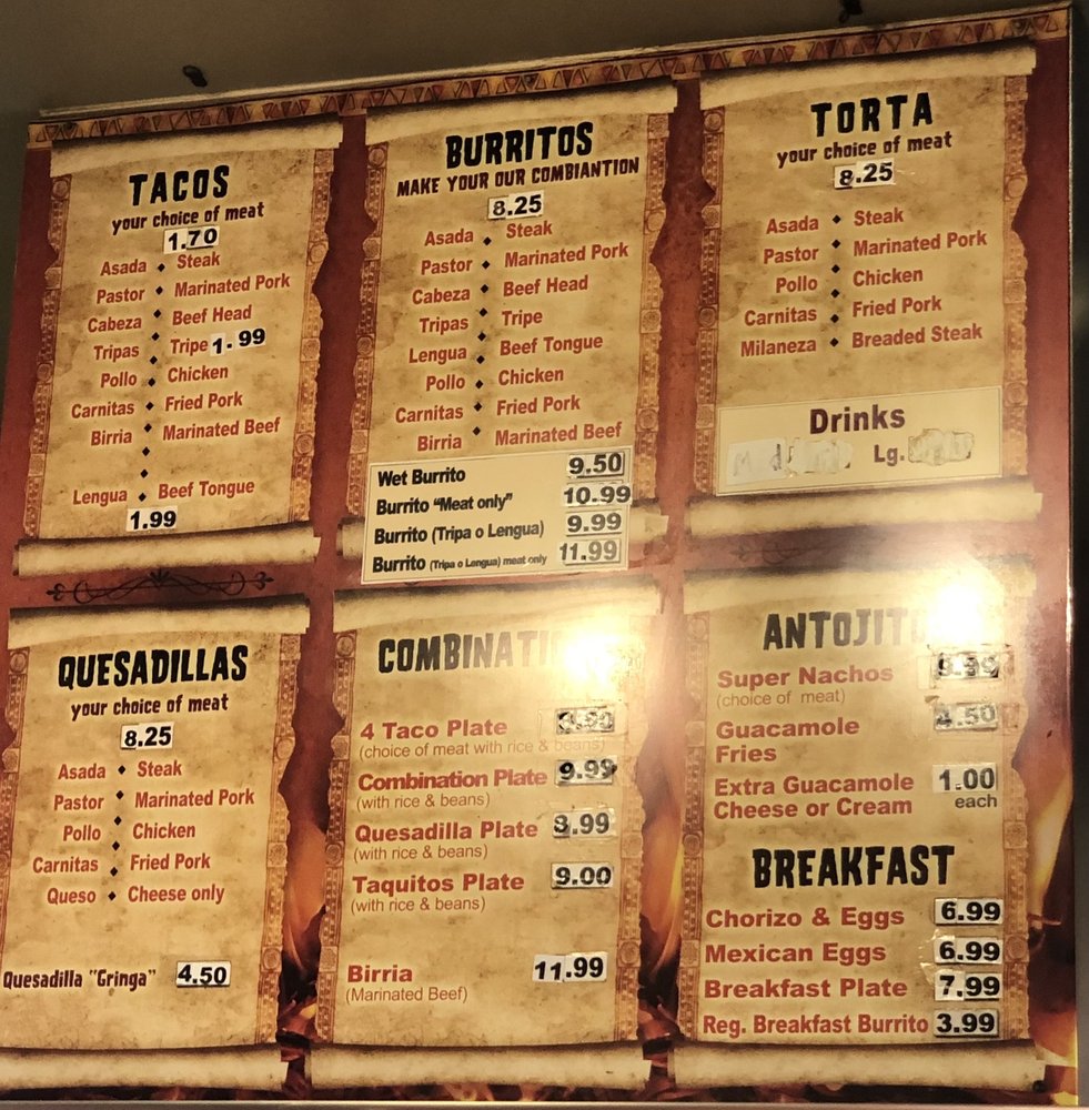 Menu - Tacos El Fogon